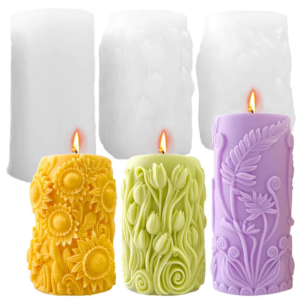 Tulip Sunflower Column Flower Candle Silicone Mold DIY Candle Making Tool