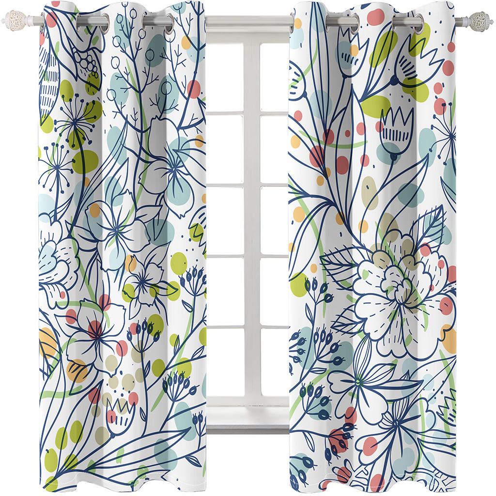 Japanese Landscape Luxurious Flower Window Panel Drapes in Children Bedroom Living Room Hall Treatments Kitchen Decor Drapes Blinds