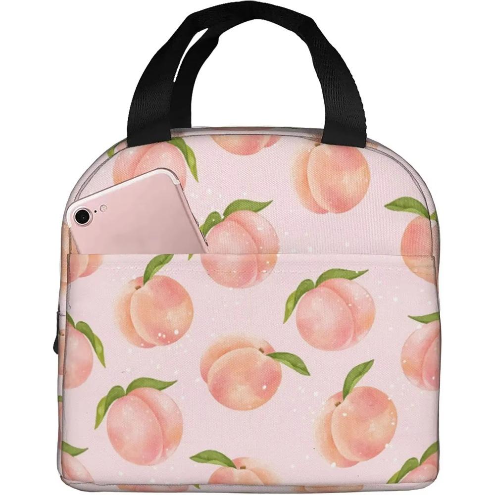 Peach Bright Orange Watercolor Cute Insulated Lunch Box Cooler Tote for Adults Work Office School Picnic Beach Reusable Lunchbox