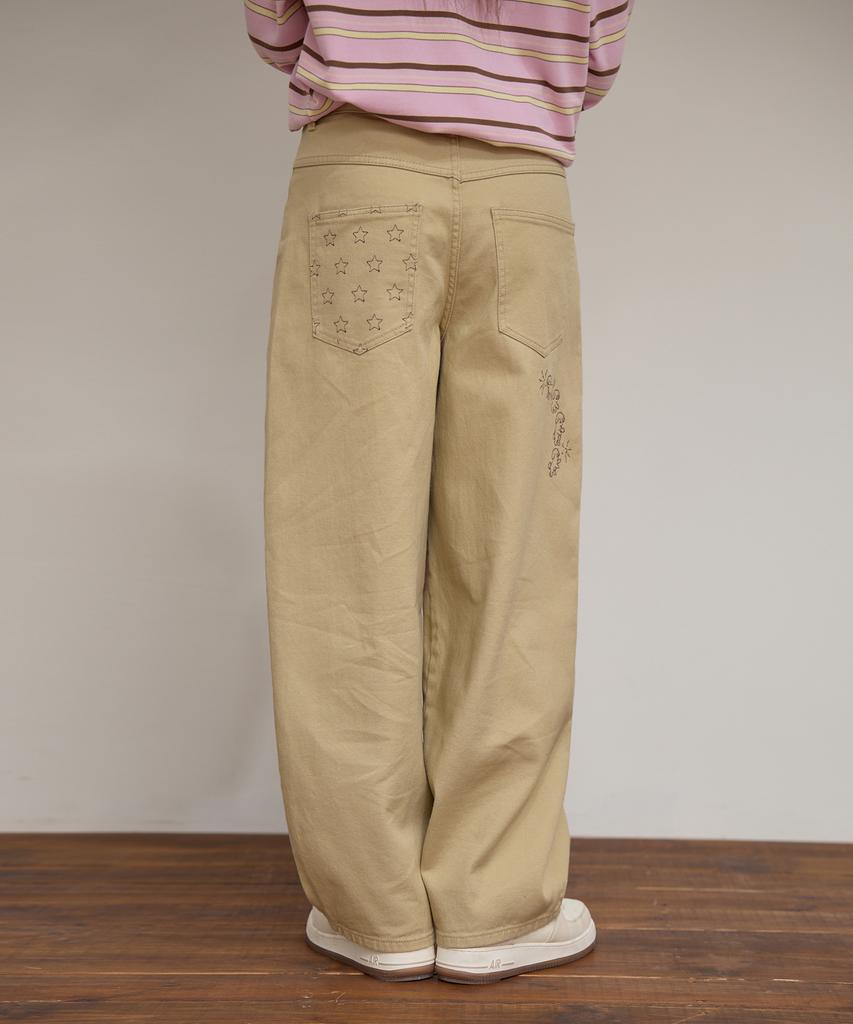 WAIKEI Curved Cut Cotton Pants Beige