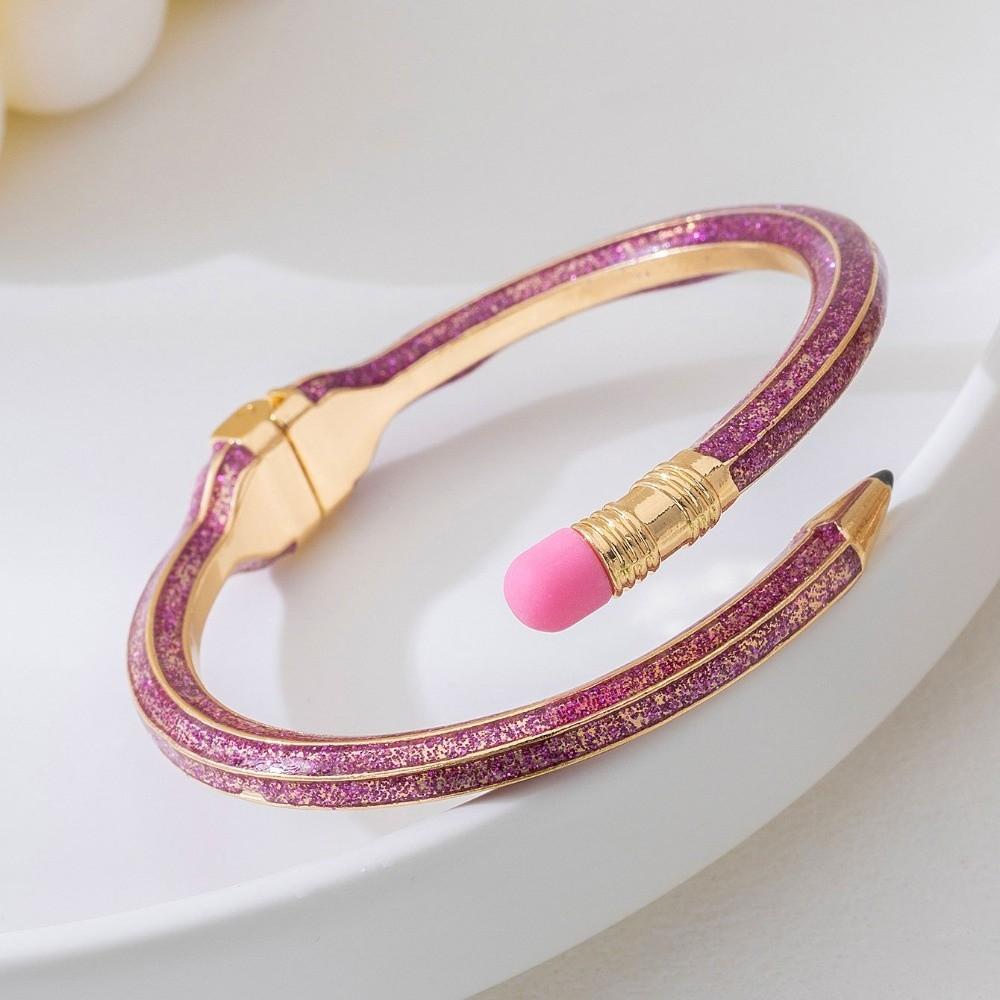 Shiny Glitter Pencil Bangle Trendy Fashion Cuff Bracelet Cute Cross Enamel Bracelet  Daily
