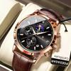 Роскошные спортивные часы для мужчин Водонепроницаемые Светящиеся Дата Хронограф Наручные часы Кожаные Кварцевые часы Reloj