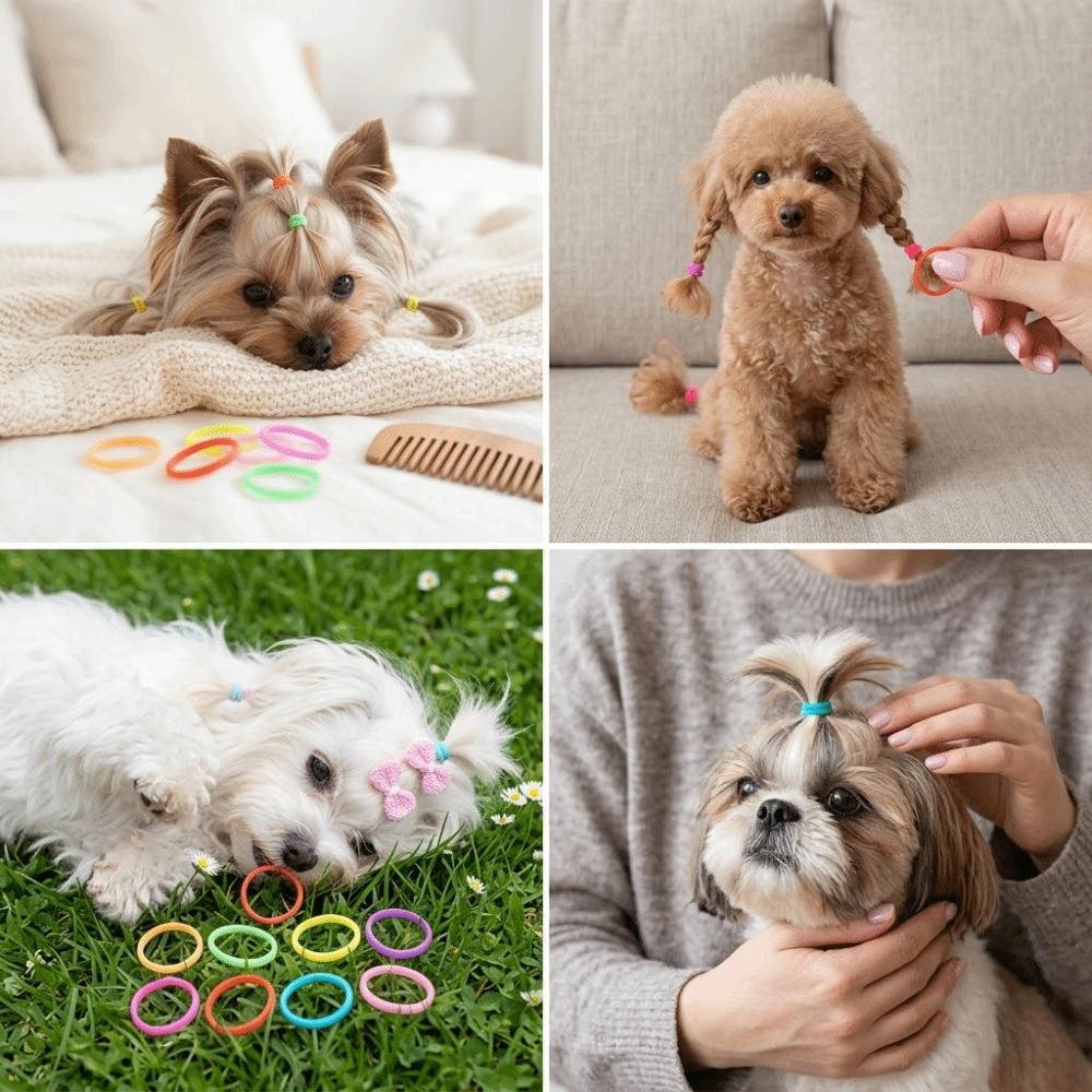 Tangle Free High Elastic Pet Hair Bands Colorful Soft Cat Grooming Elastics Anti-Oxidant Thin Pet Grooming Bands Cat Fur Styling