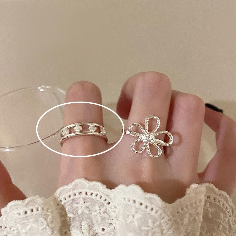 Korean Version Plain Ring Irregular 925 Sterling Silver Versatile Ring Women's Niche Ins Style Design Non-fading Combination Ring