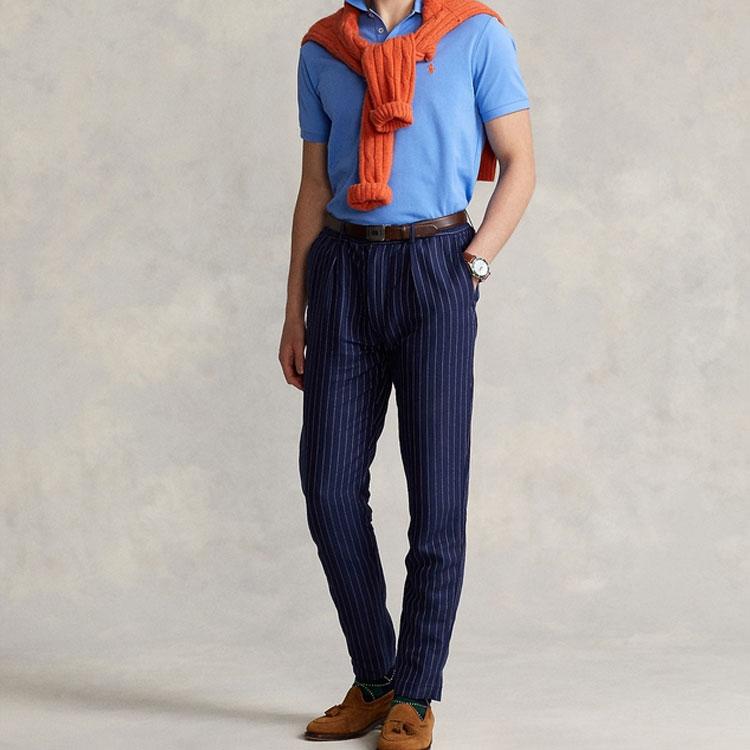 Polo Ralph Lauren SS22 Solid Micro Logo Slim Fit Short Sleeve Polo Shirt Men Tops Blue MNPOKNI1N821662-400