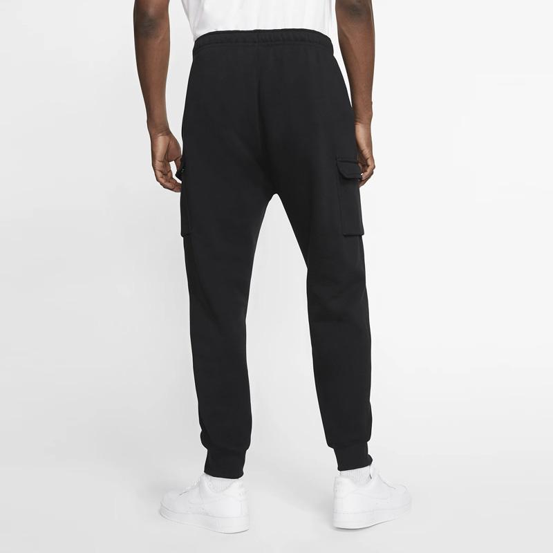 Nike Спортивная одежда Клубные флисовые брюки-карго черные/черные/белые мужские уличные одежды CD3129-010