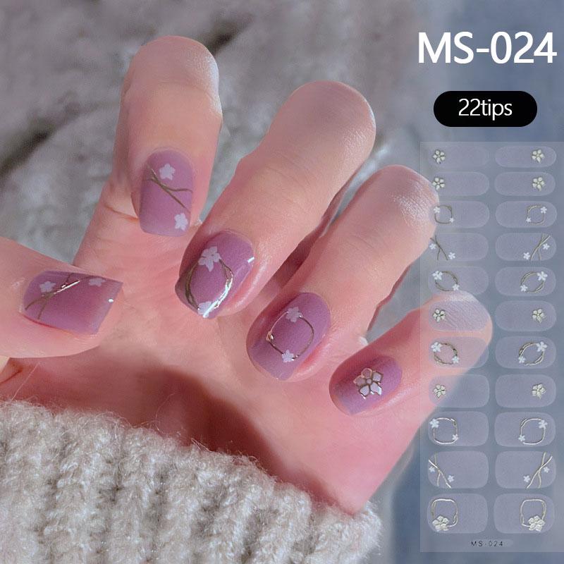 Milky Jelly White Full Cover Nail Stickers Fashion Gradient Adhesive Heart Nail Polish Wraps Women DIY Manicure