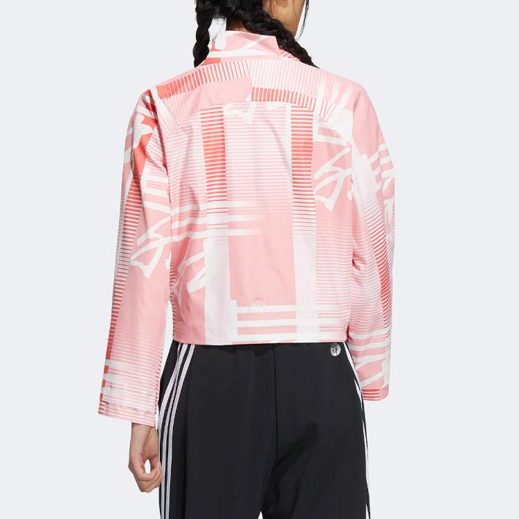 Adidas Короткая повседневная куртка в полоску с принтом, женские куртки розового цвета HF2503