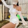 Кружевное платье-рубашка для бикини Однотонное платье на кулиске Модный купальник Парео Пляжная вечеринка