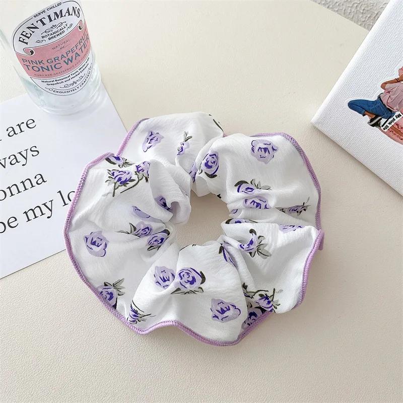 European and American Romantic Flower Elasticity Hair Ties for Women Girls Ponytail Holder Scrunchies Korean Hair Accessories