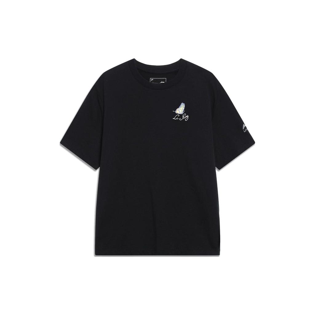 Li Ning Chinese Culture Series Comfortable Breathable Logo Print Solid Color Loose Fit Pullover Short Sleeve Drop Shoulder T-Shirt AHSU738-3