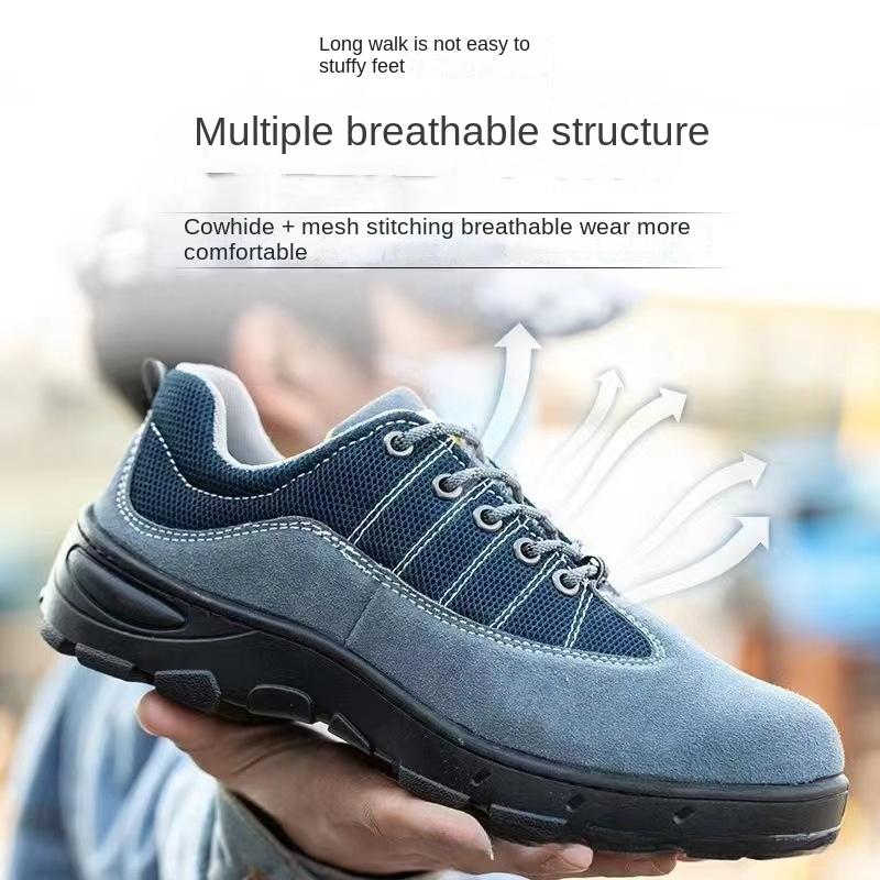 Labor Insurance Shoes Anti-smashing, Anti-piercing, Breathable and Lightweight Safety Shoelaces Steel Plate Work Shoes