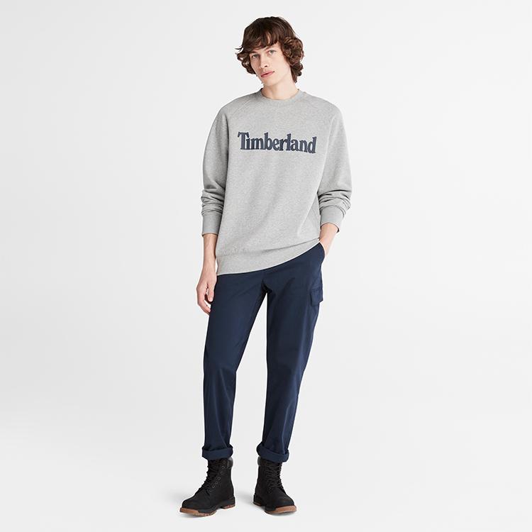 Timberland Повседневная флисовая толстовка с круглым вырезом, мужские топы, средне-меланжево-серый A2JSV-052