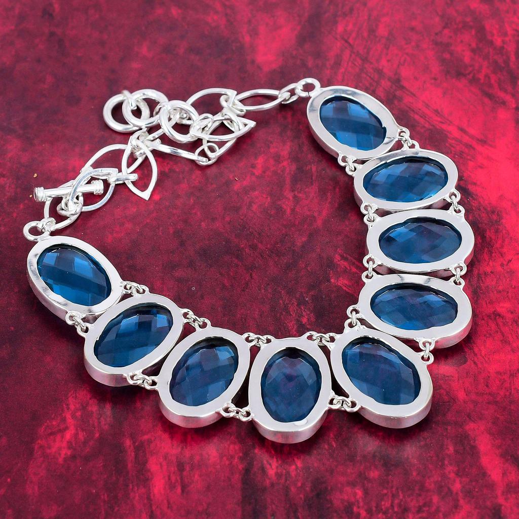 Ожерелье ручной работы с граненым синим топазом, регулируемая цепочка из стерлингового серебра 925 пробы, красивые украшения для подарка