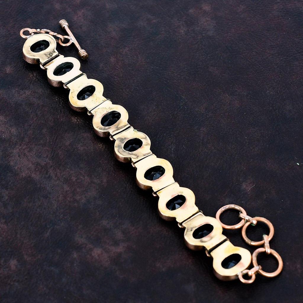 Faceted Black Onyx Bracelet Copper Bracelet Handmade Jewelry Adjustable Chain Bracelet Gemstone Bracelet Unique Copper Jewelry Gifts for Her
