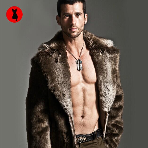 Мужская куртка из искусственного меха, модное утепленное пальто, осенне-зимнее мужское пальто из искусственного меха с большими лацканами, длинное мужское пальто из меха, мужская одежда