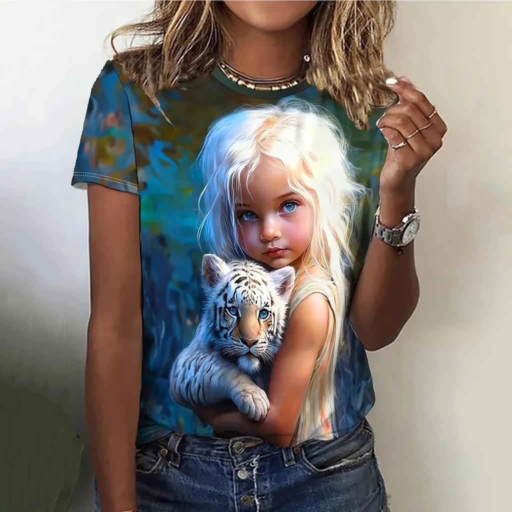 Летняя женская футболка с рисунком аниме-девушки, повседневный свитер с коротким рукавом, модная уличная одежда, милая женская футболка