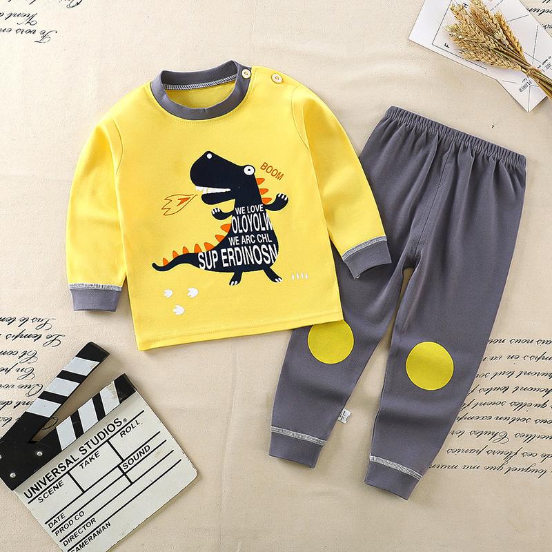 Winter Kids Long Sleeve O Neck T Shirt Pants Set Casual Baggy 2pcs Suit Cotton Cartoon Printes Outfit