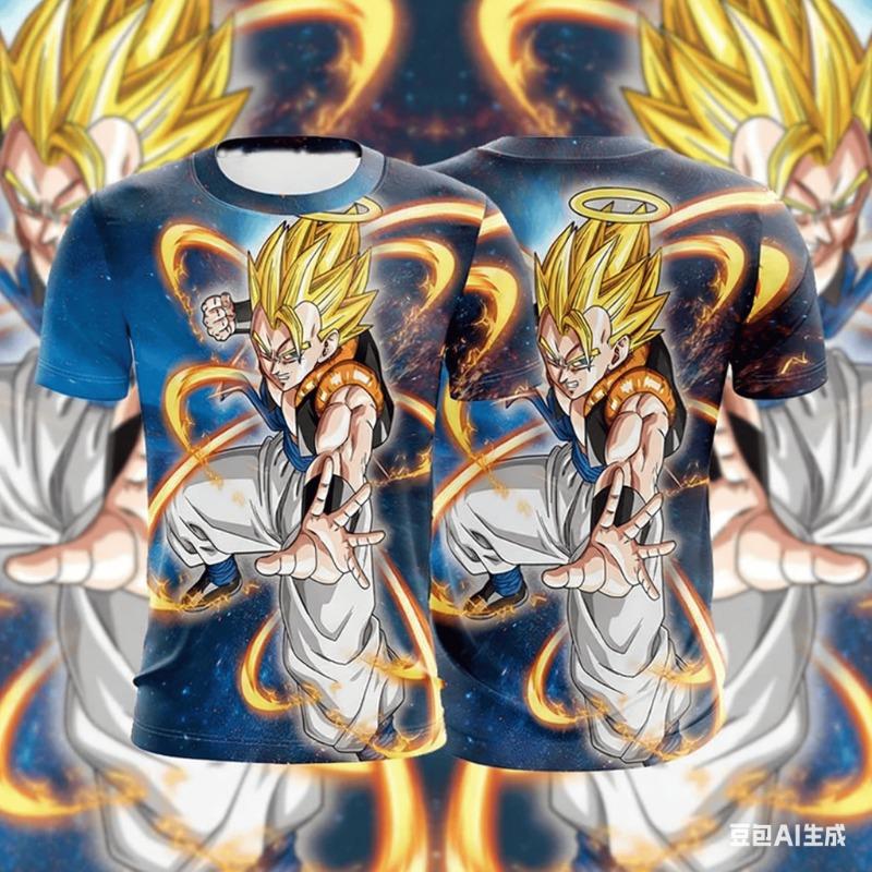 Летняя футболка Dragon Ball 2026 3D-печать Веджета Супер Сайян Синий Неоновая Оверсайз Свободная Дышащая