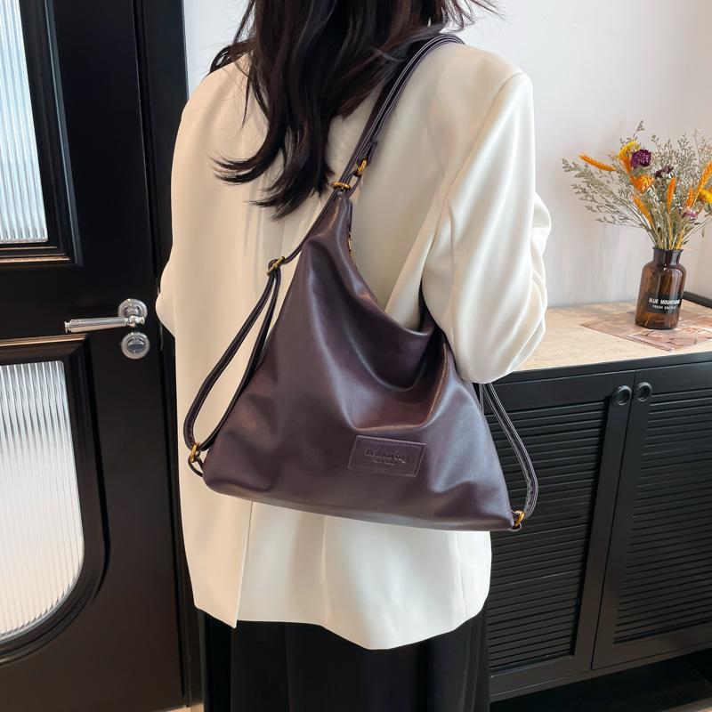 2025 Autumn New Retro Large-capacity Underarm Tote Bag Women's Bag Multi-function Single Shoulder Oblique Span Bag Backpack