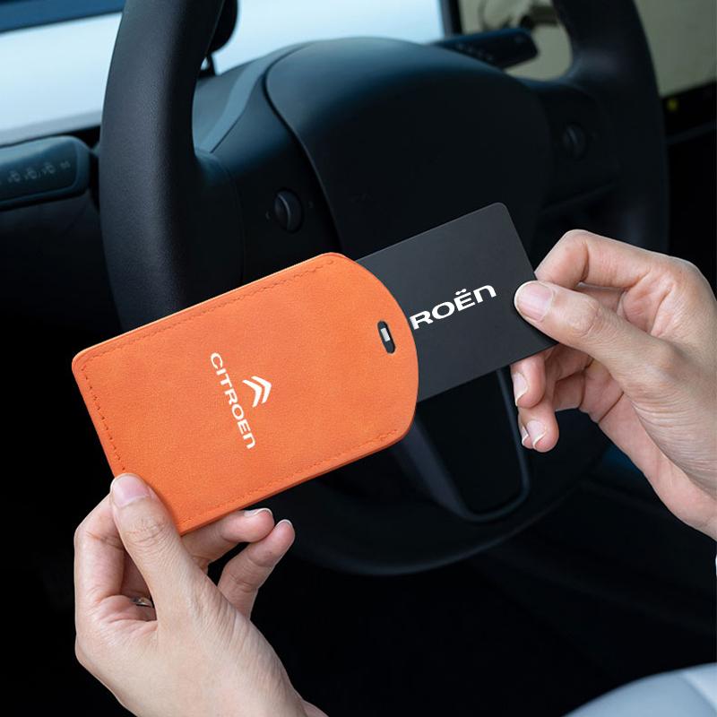 AJFJ2 Suede Car Key Card Cover Keychain Car Key Accessories For Citroen Picasso Jumper Cactus Saxo C6 2CV VTS DS3 DS4 DS5 Xsara Grand