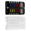 Car Boat Fuse Box Holder With 12 Way Blade Fuse Holder Block & Warning Indicator 32V Power Distribution Panel Board