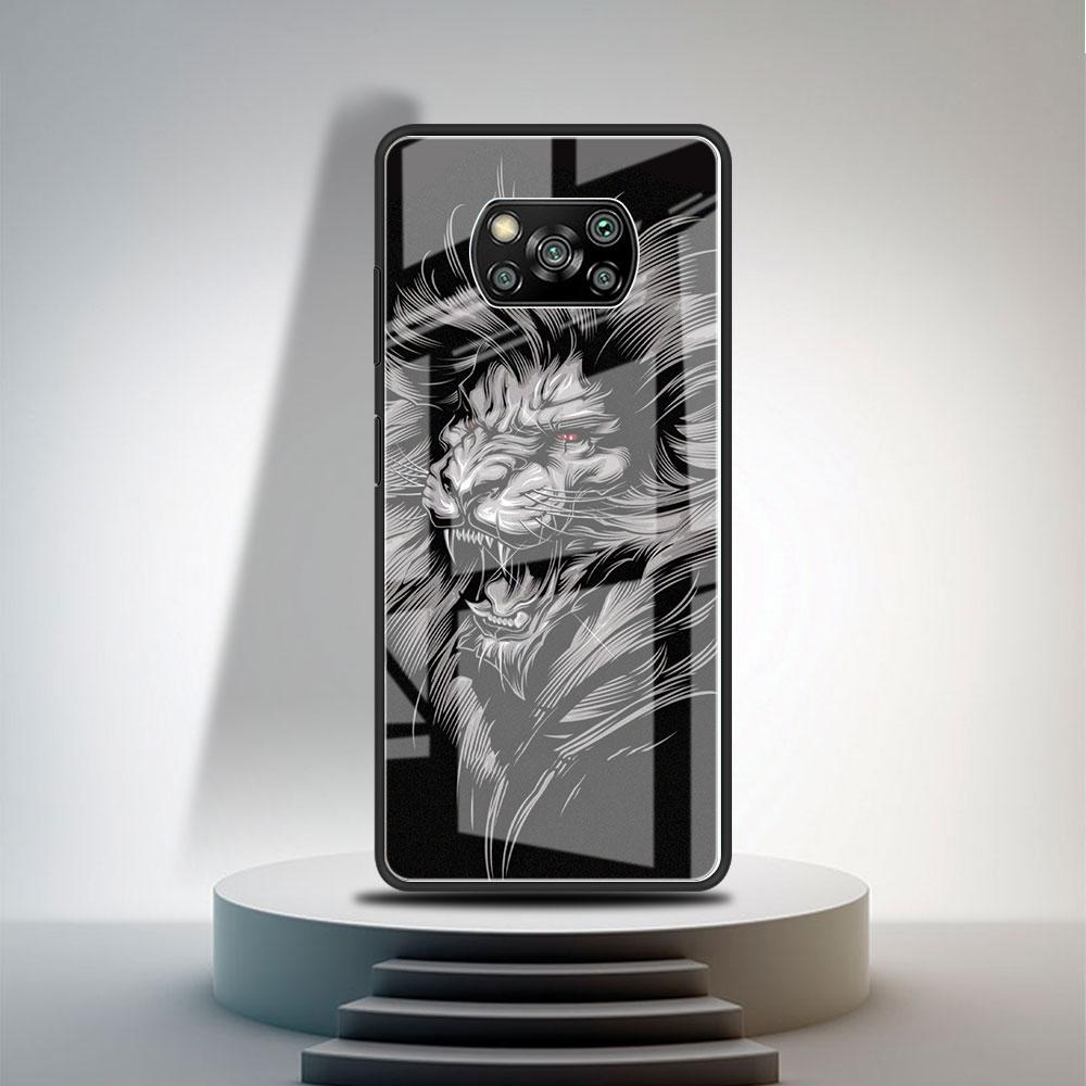 Стеклянный чехол для Xiaomi Poco X3 NFC 11 Lite 11T F3 M3 для Redmi Note 11 10 9 8 Pro 10S 9S 9A 9C, чехол для телефона Лев Волк