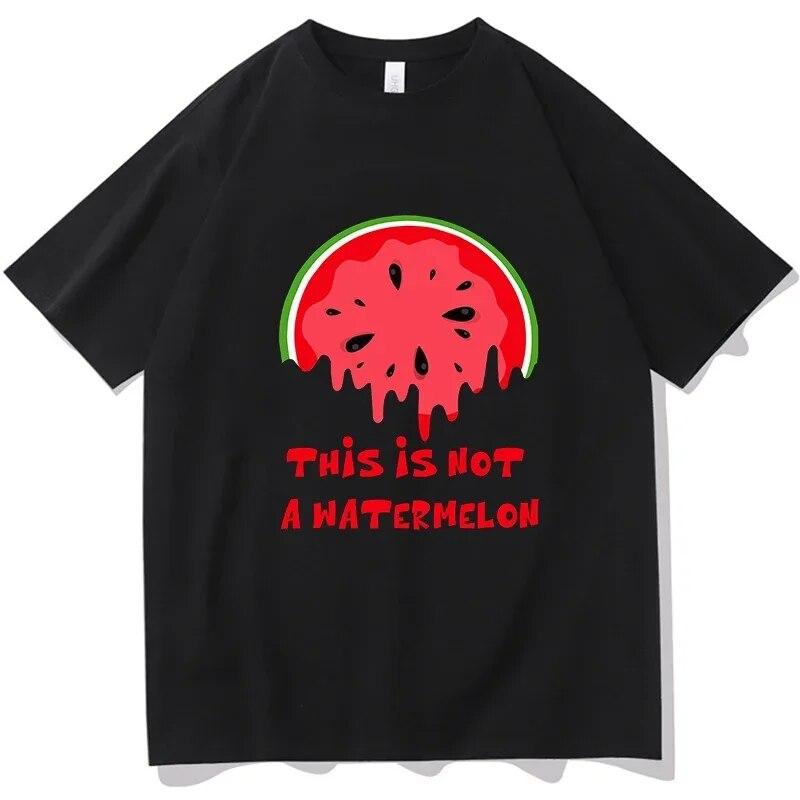Shirts Streetwear This Is Not a Watermelon Palesti Graphic Tee Shirt Fashion Short Sleeve T-shirt Unisex 100% Cotton Oversized T