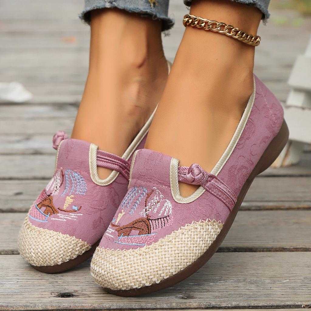 Лен, Обувь рыбака, Одиночные туфли, Вышитая обувь, Этнический стиль, Обувь для мам