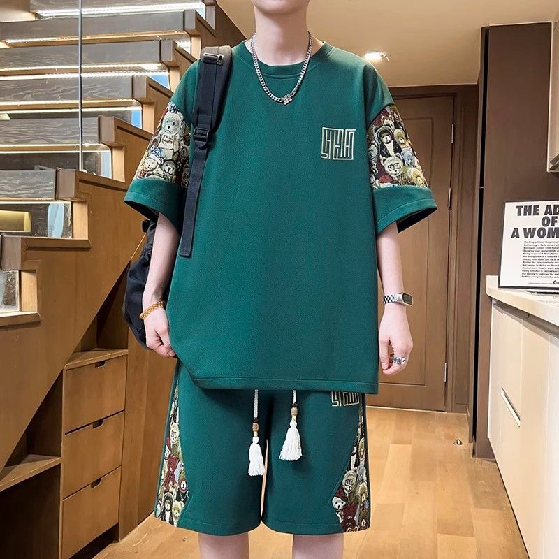 Футболки + шорты Летняя мода Спортивная одежда Рубашки Мужские повседневные комплекты Мужские модные рубашки и шорты Полный размер S-5XL