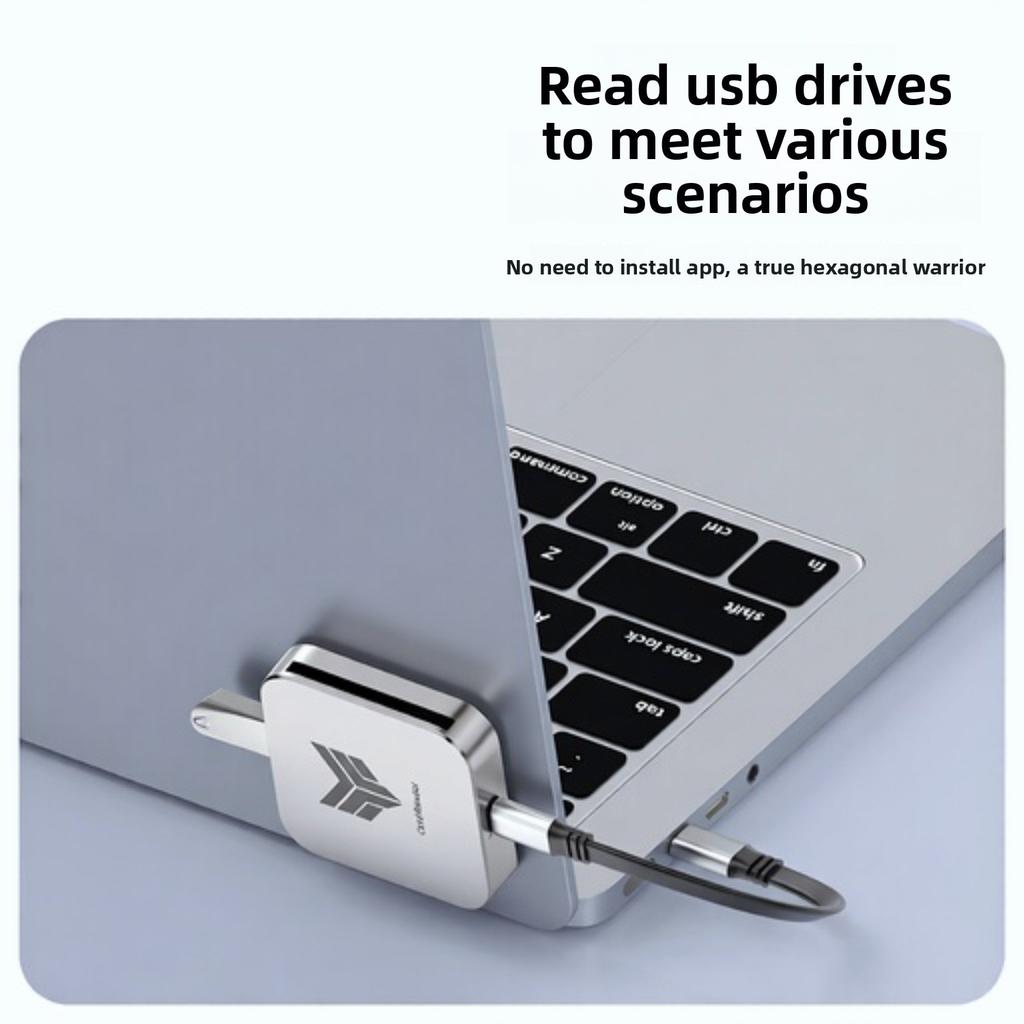 Магнитный кард-ридер SD TF CF USB-A 4-в-1 Хаб для передачи фото с телефона Компактный портативный для iPhone Android Камеры