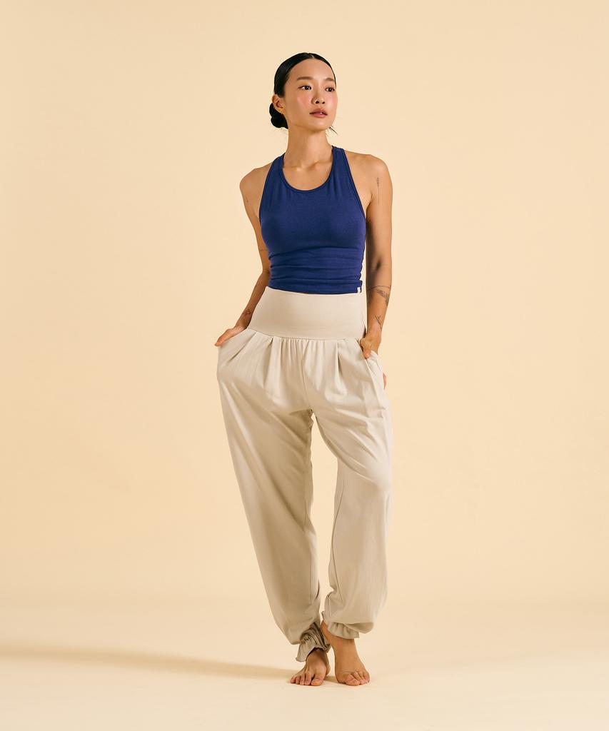 DHYANI Sweet Shirring Jogger Pants (Beige)