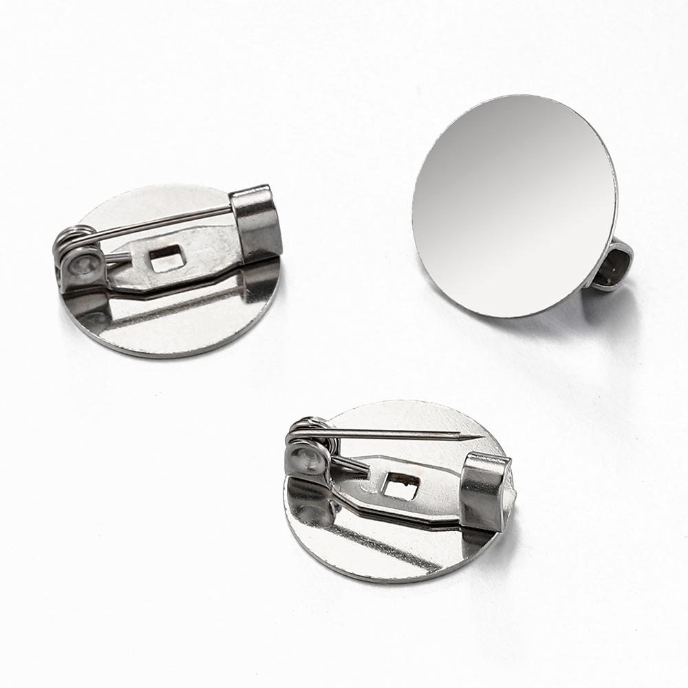 10pcs Stainless Steel Brooch Base Round Blank Flat Tray Cameo Settings Charms for Jewelry Making DIY Findings