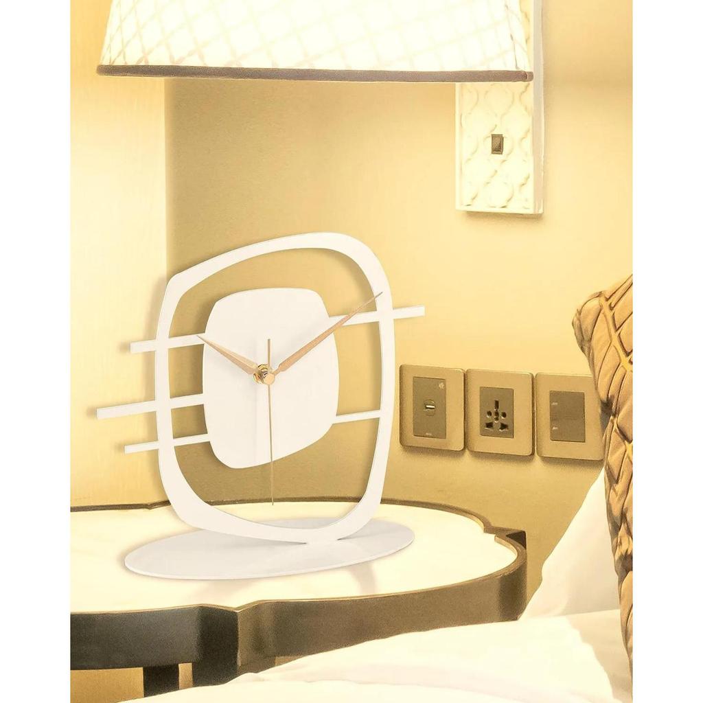 MUYIKA Maceire Antiqued Metal Decorative Table Clock 24x22cm, 3 Different Colors, Home Decoration, Table and Desk Clock, Stylish Clock for Home