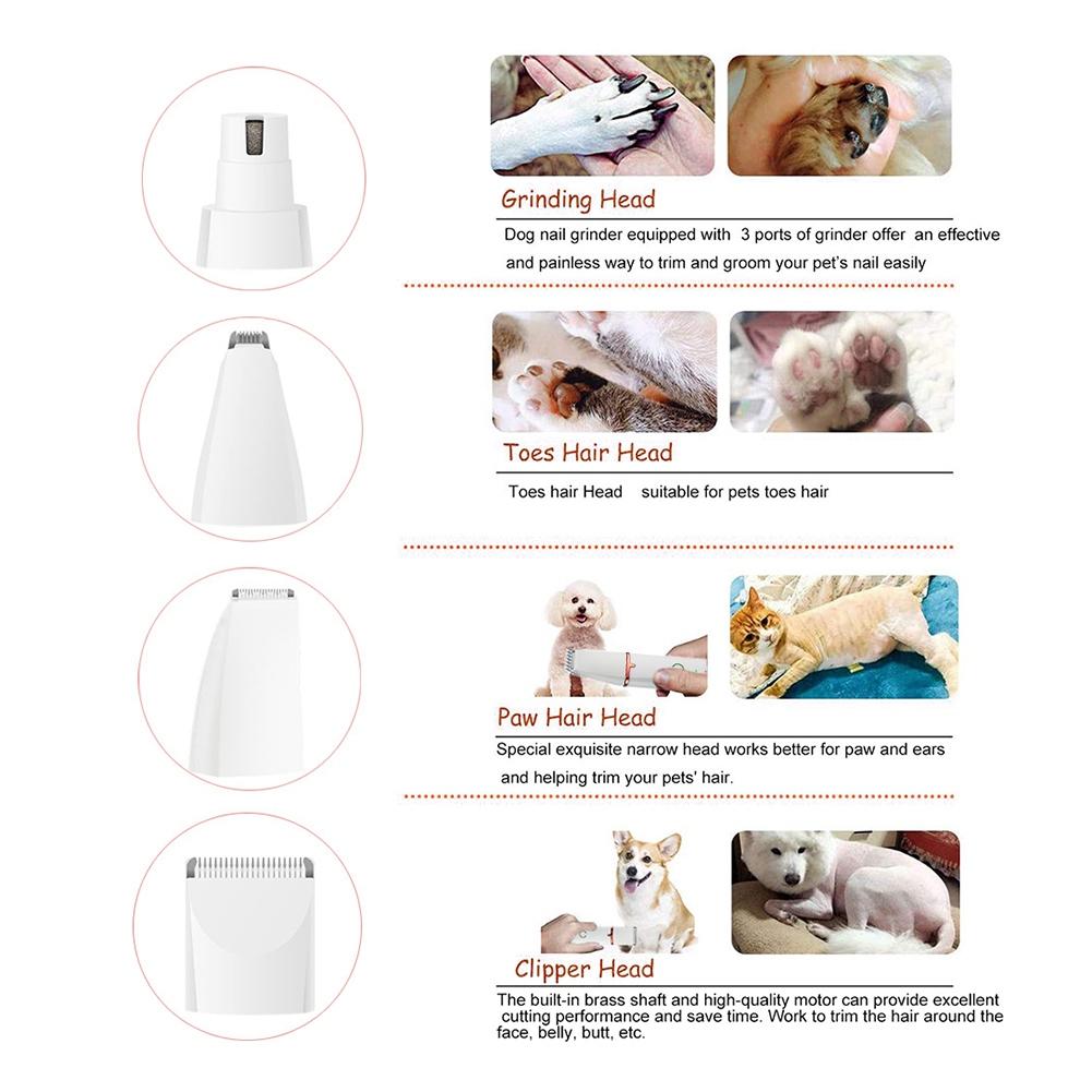 ABUP-Professional Silent Cat Dog Hair Trimmer Paws Nail Grinder Animal Foot Hair Cutter Remover USB Rechargeable Pet Grooming
