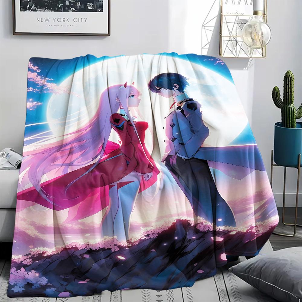 1PC Franxx Patterned Flannel Blanket Suitable For All Seasons For Home Decor Warmth And Comfort Gifts Holiday Present