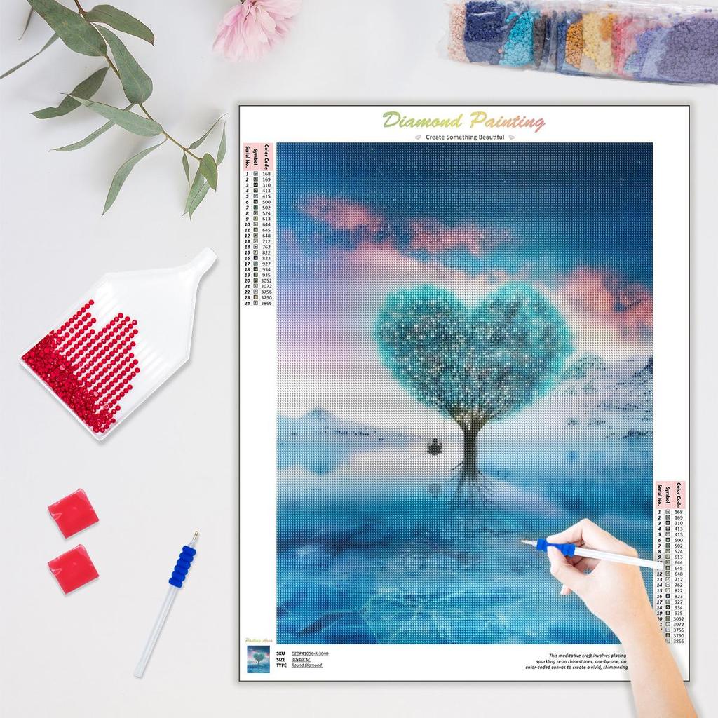 5D Алмазная картина «Синее дерево», полная круглая вышивка, пейзажная мозаика, вышивка крестом, подарок ручной работы 30x40 см