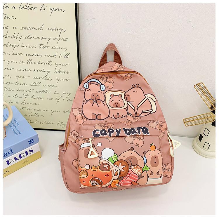 Stylish Capybara Cartoon School Bag For Kids With Comfortable Padded Straps