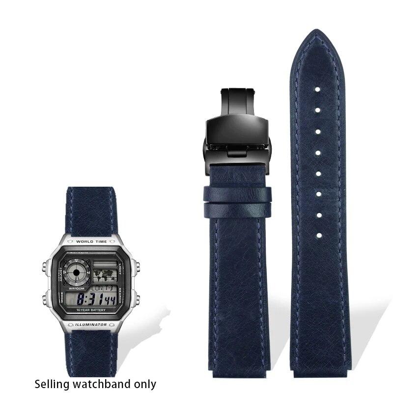 Ремешок из натуральной кожи в стиле ретро для Casio A158W A168/F91w/AE-1200WHD/A158/A159/A169/AE1200, винтажный ремешок-браслет для часов