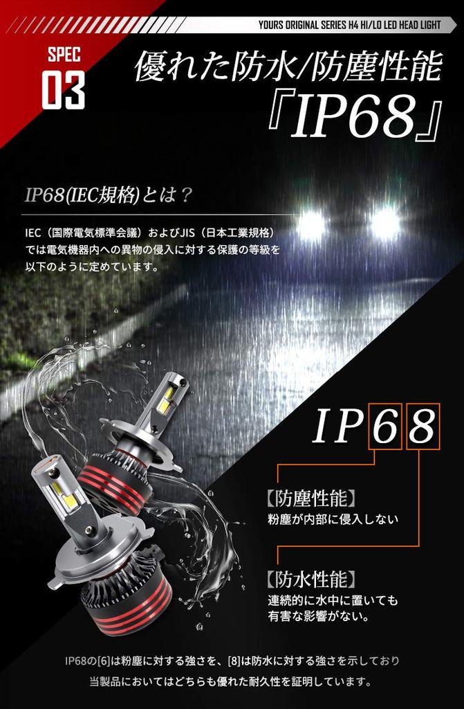 Yours Светодиодная фара H4, комплект из 2 светодиодных лампочек для левой и правой стороны, 12000LM S [Белый 6000K] y22-2082 [2]