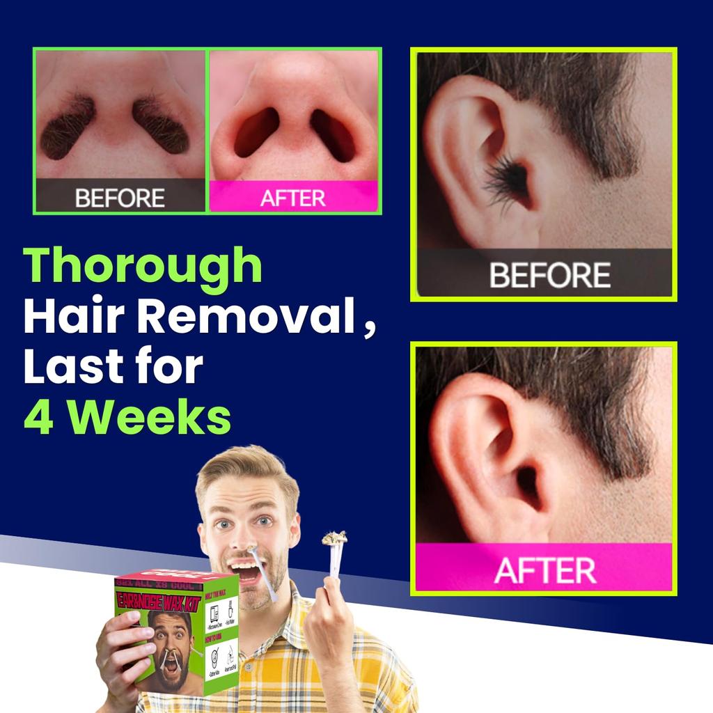 Nose Wax Kit Men, 200g Wax, 40 Applicators for 30-40 Uses. Easy, Quick & Painless Instant Nasal Waxing Kit for Men and Women