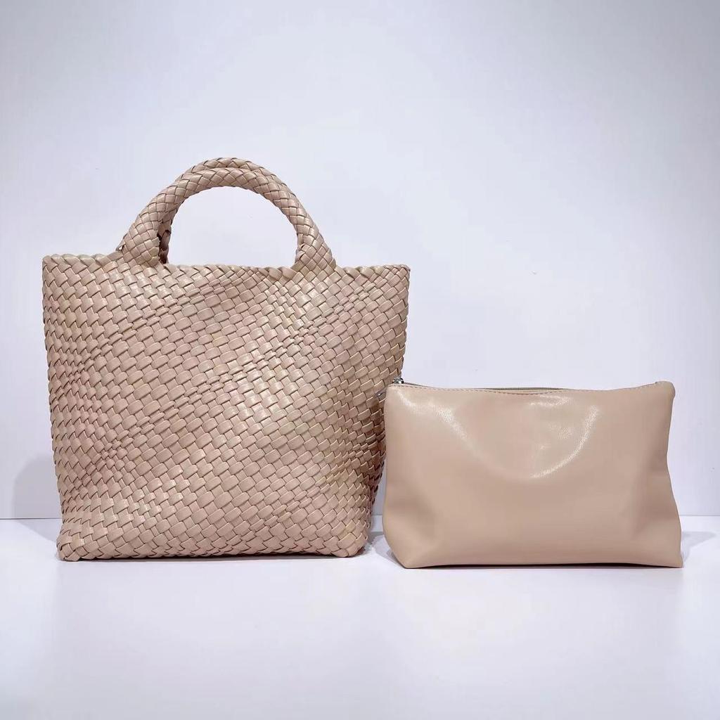 Женская большая модная плетеная сумка-тоут - Универсальная двухручная сумка-шоппер «мать-ребенок»