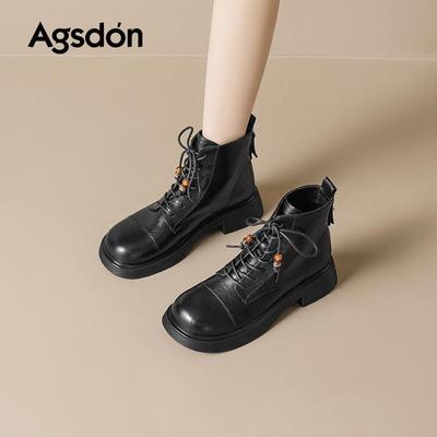 Женские черные ботинки мартинс Augusden - Осень 2025, британский стиль, толстая подошва и винтажный дизайн