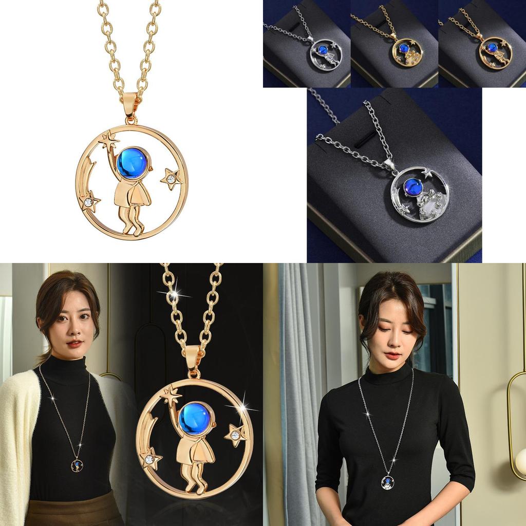 Уникальное ожерелье с подвеской в виде космонавта для пар, выполненное в стильном дизайне из титановой стали и с универсальными вариантами длины.