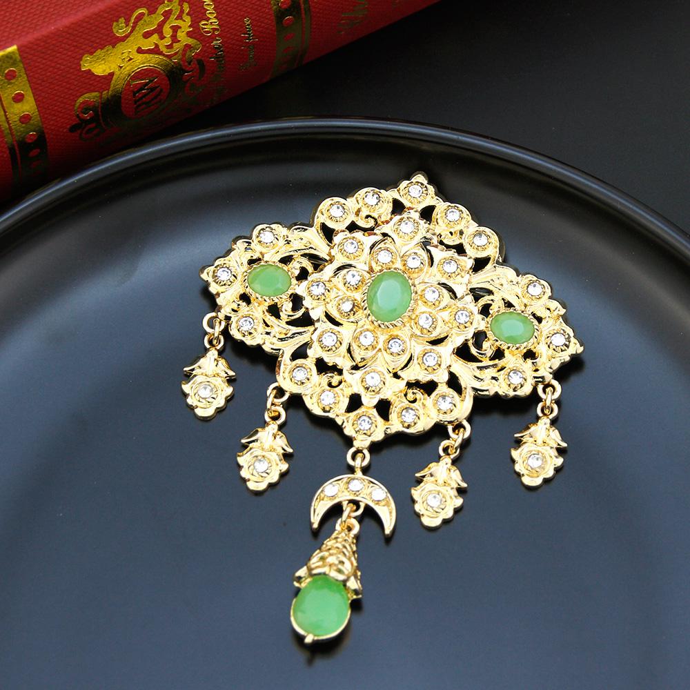 Elegant Crystal Women's Brooch Jewelry Gold Hijab Brooch Flower Bride Wedding Jewelry