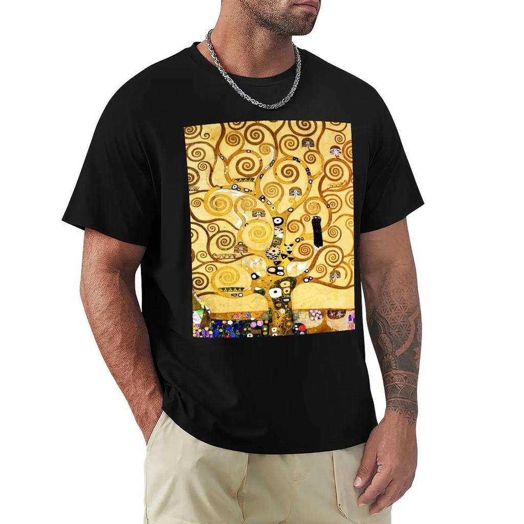 Gustav Klimt The Tree Of Life, Stoclet Frieze T-Shirt Custom T Shirt Anime Figures Summer Tops Mens Vintage T Shirts