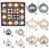 44PCS Durable Plastic Christmas Ball Set 3-6cm Suspensable Xmas Ornament Ball 10 Colors Christmas Tree Balls Home