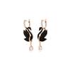 Swarovski Swan Drop Earrings Swan/Black/Rose Gold-tone Plated