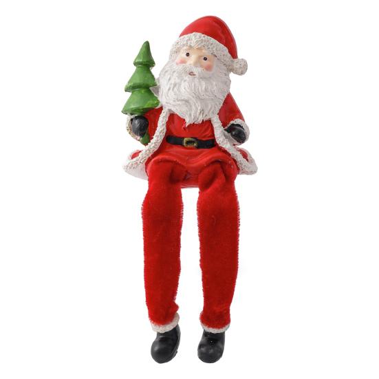 Sitting Santa Claus Figurine Christmas Decoration Long Legs for Xmas Claus Ornament with Party Mantel