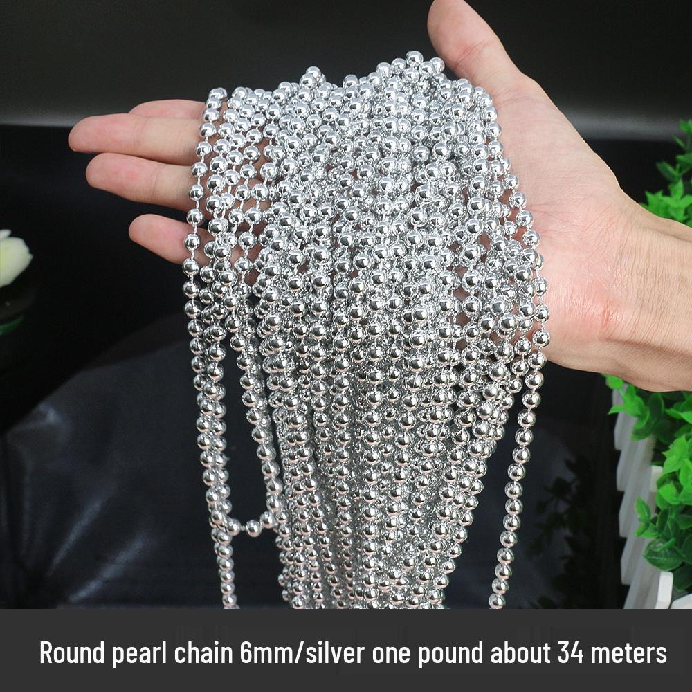 Gold & Silver Electroplated Bead String for DIY Christmas Tree Decorations